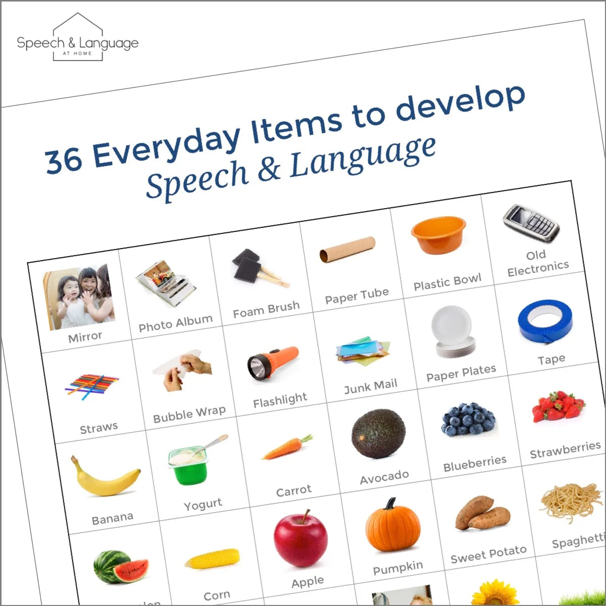 Everyday Item ideas for speech therapy