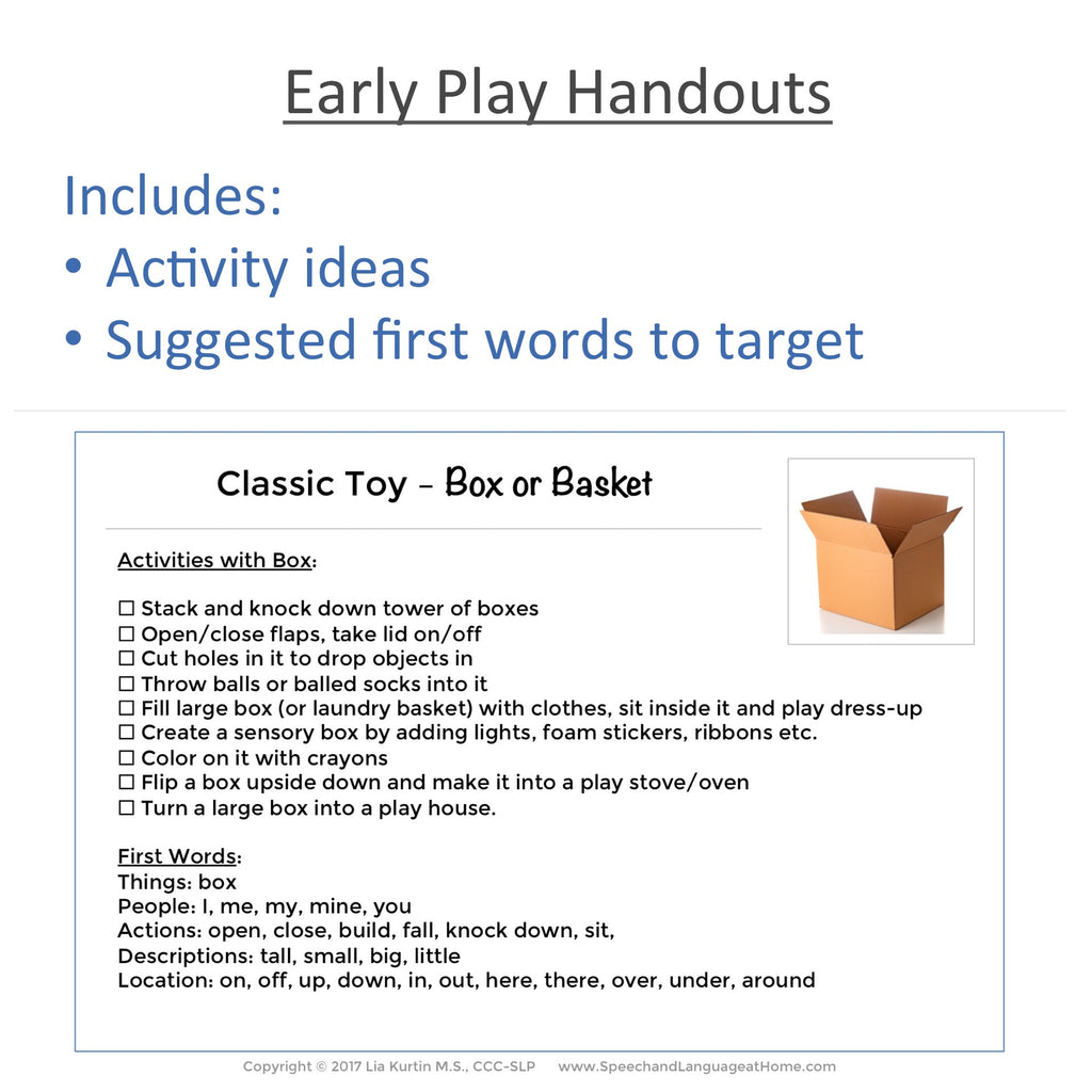Toys and Play Based Activities Parent Handouts