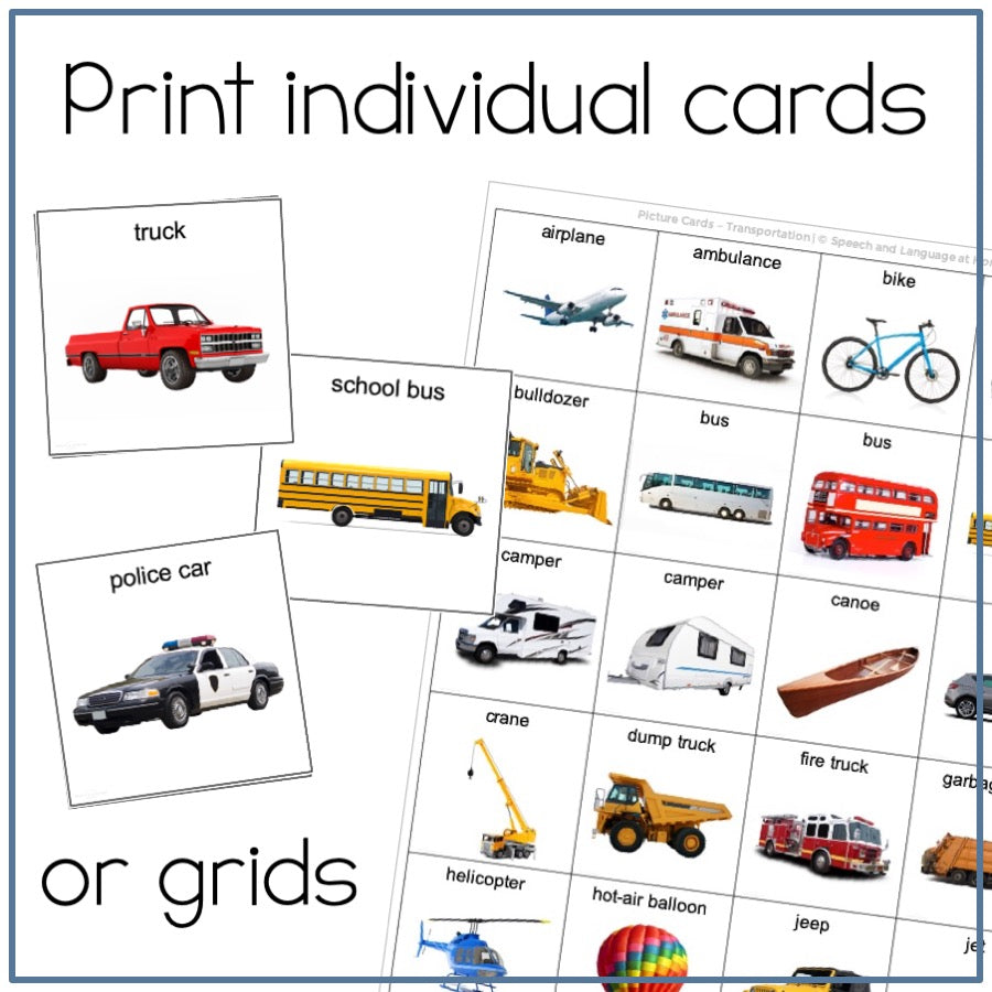 Transportation Picture Cards
