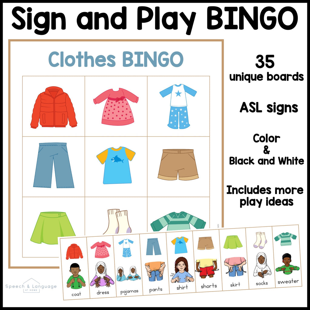 Clothes Sign and Say Bingo