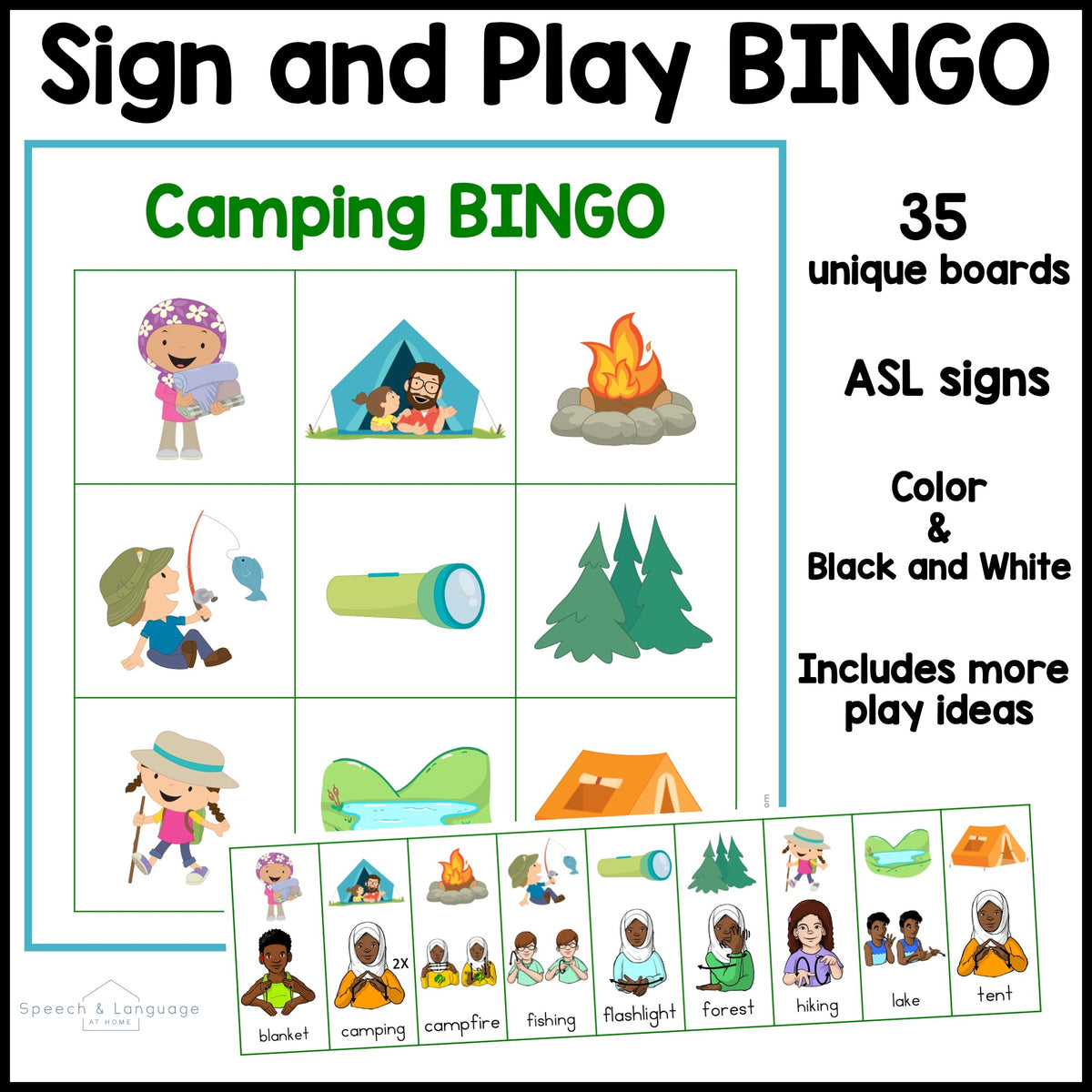 Camping Sign and Say Bingo