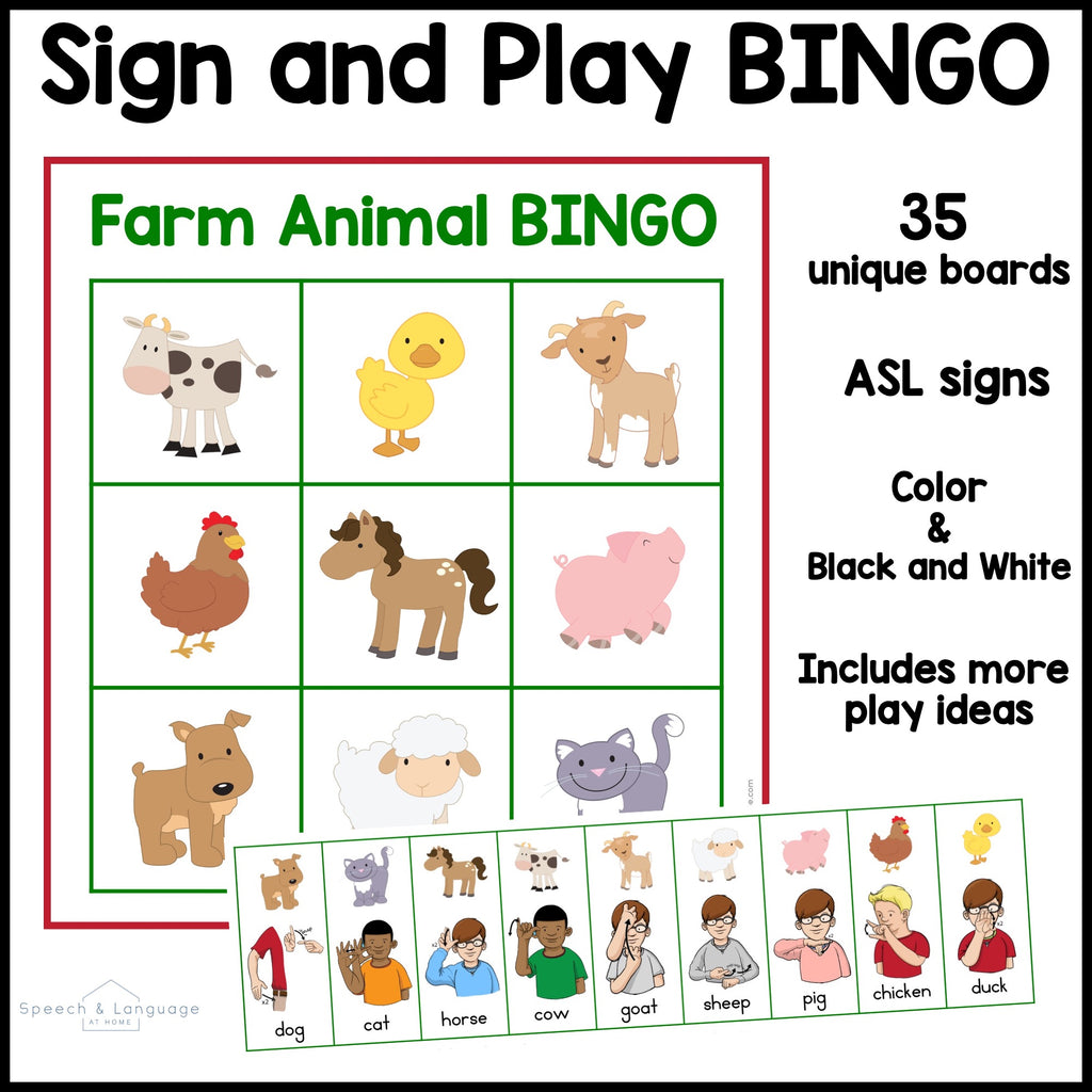 Farm Sign and Say Bingo