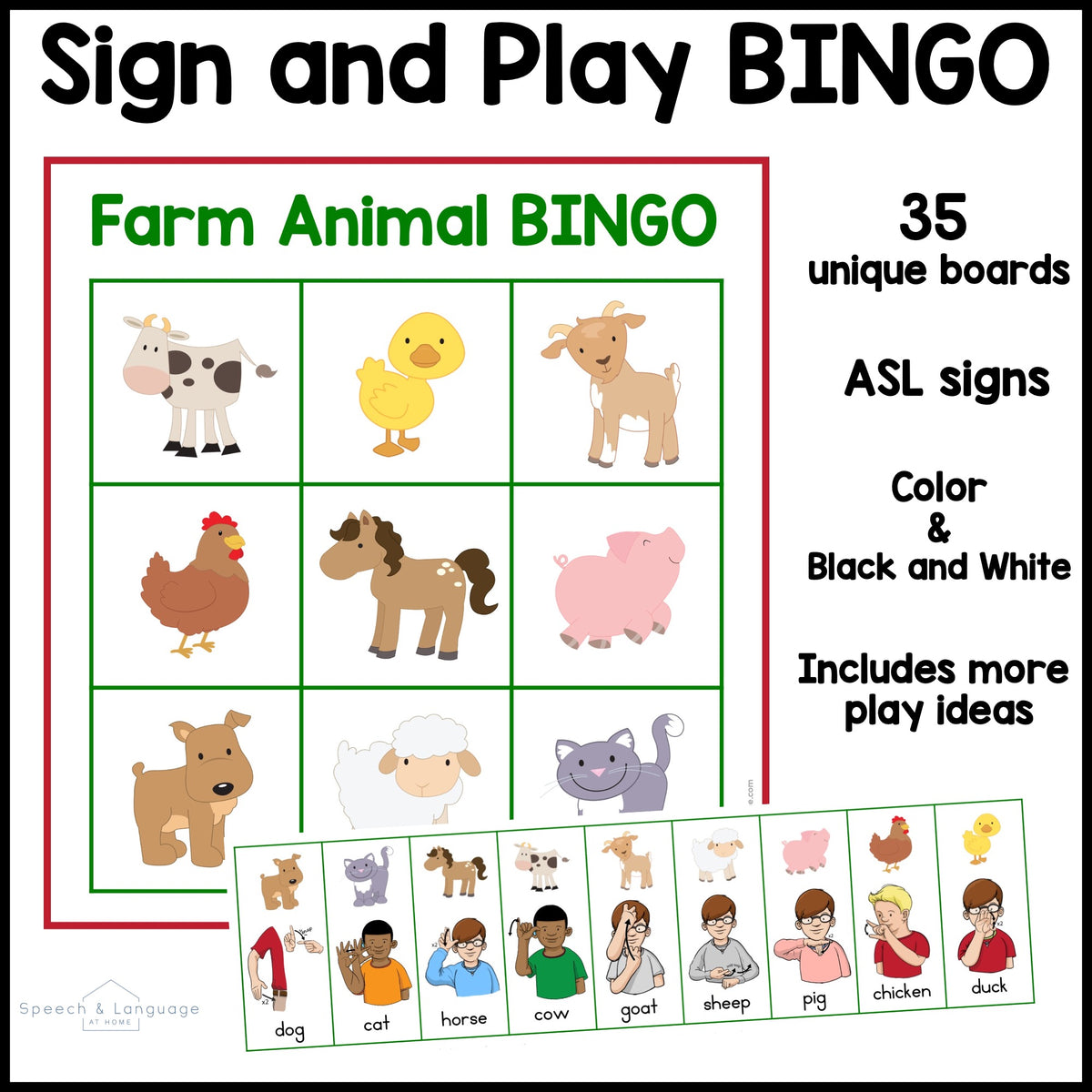 Farm Sign and Say Bingo