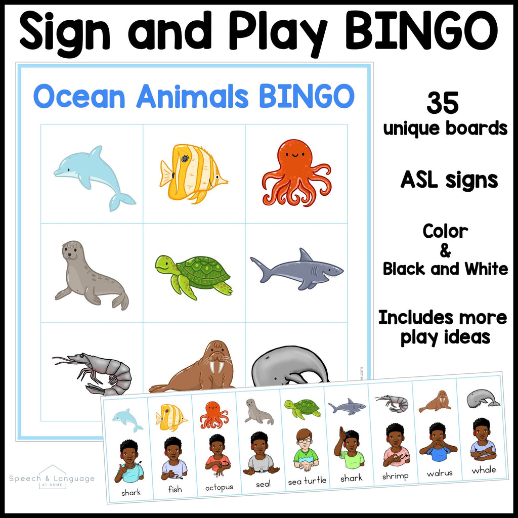 Ocean Animals Sign and Say Bingo