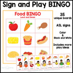 Food Lunch and Dinner Sign and Say Bingo