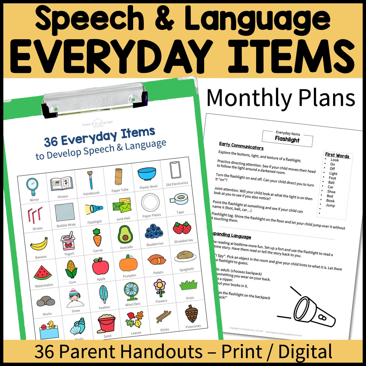 Everyday Objects for Early Intervention Parent Handouts