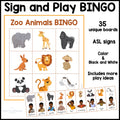 Zoo Animals Sign and Say Bingo