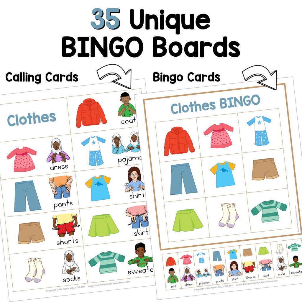 Clothes Sign and Say Bingo