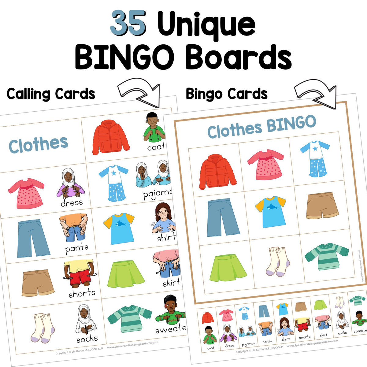 Clothes Sign and Say Bingo