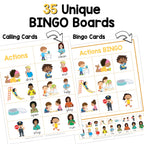 Action Verbs Sign and Say Bingo