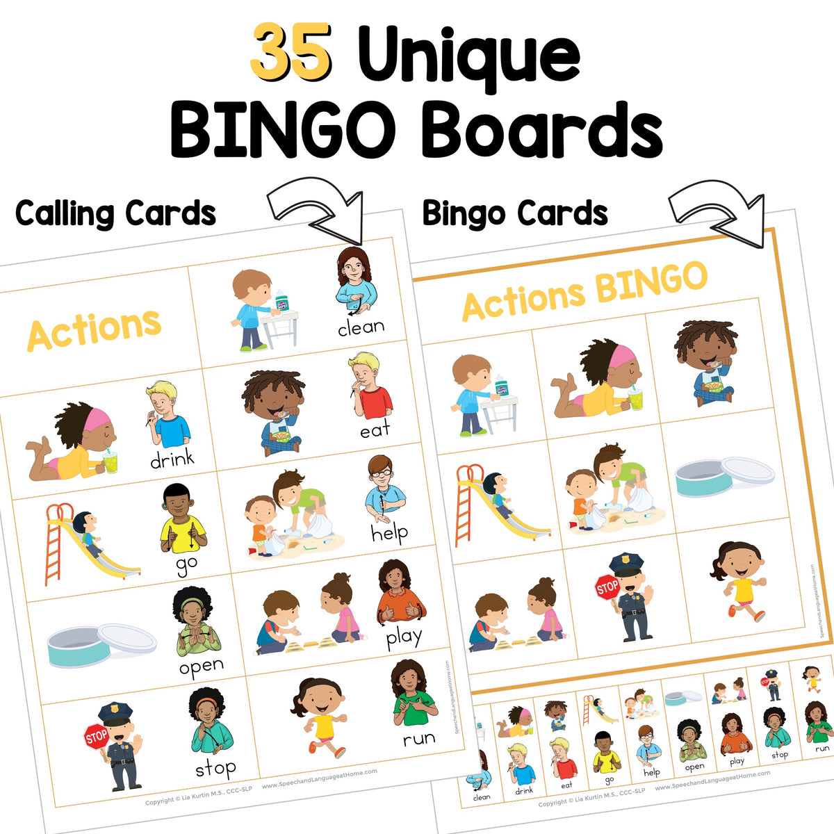 Action Verbs Sign and Say Bingo