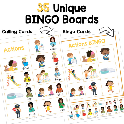 Action Verbs Sign and Say Bingo