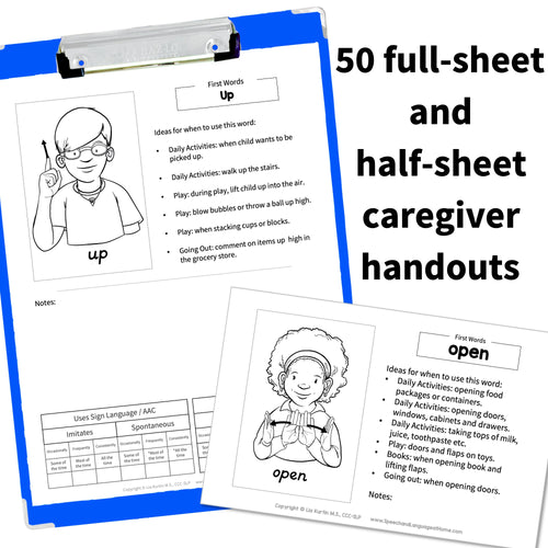 50 First Word (and Signs) Parent Handouts