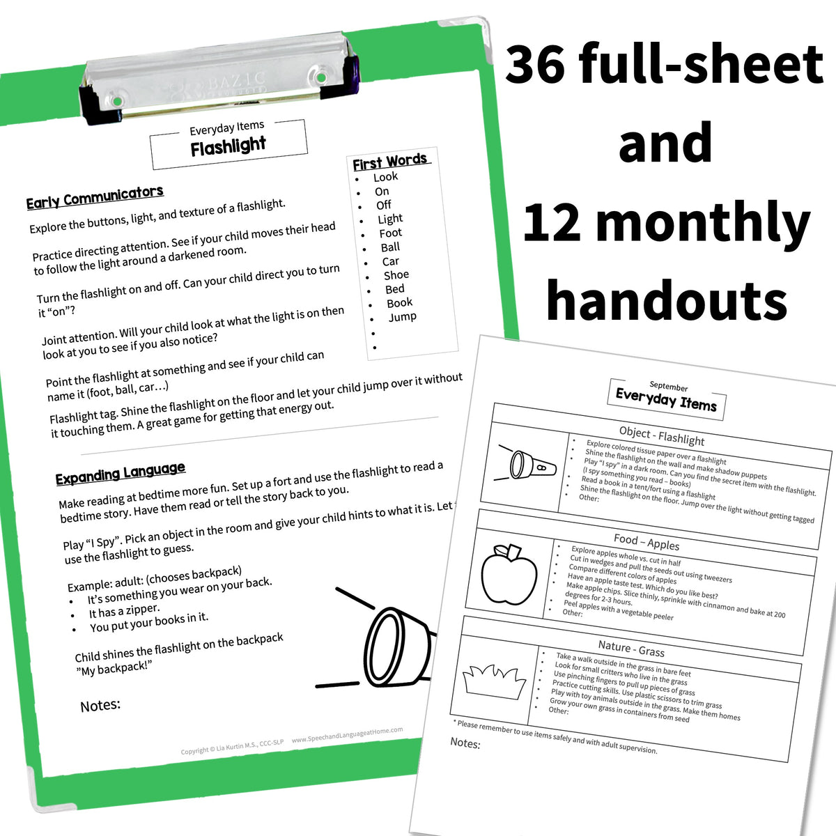 Everyday Objects for Early Intervention Parent Handouts