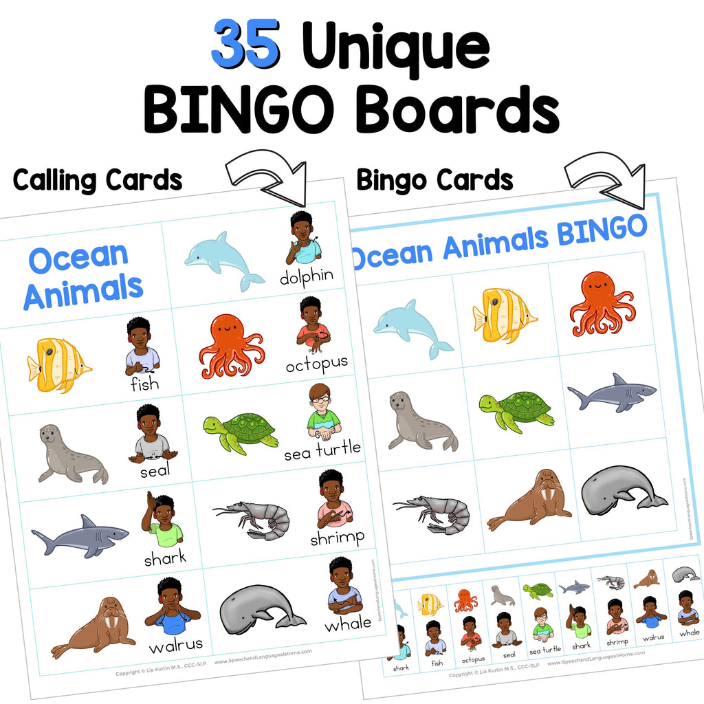 Ocean Animals Sign and Say Bingo