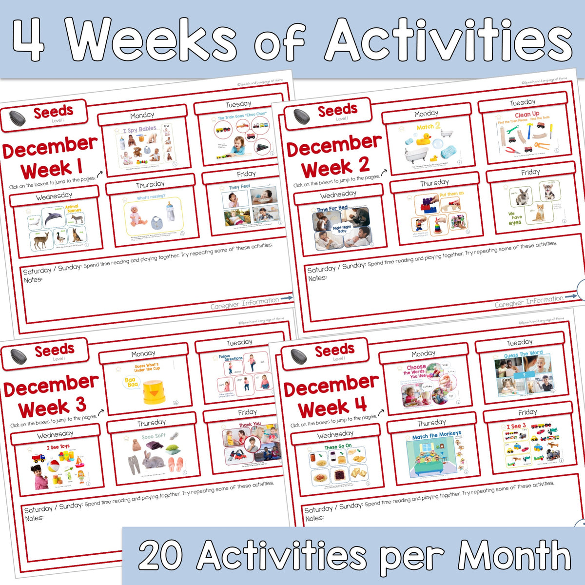 December Early Intervention Activities