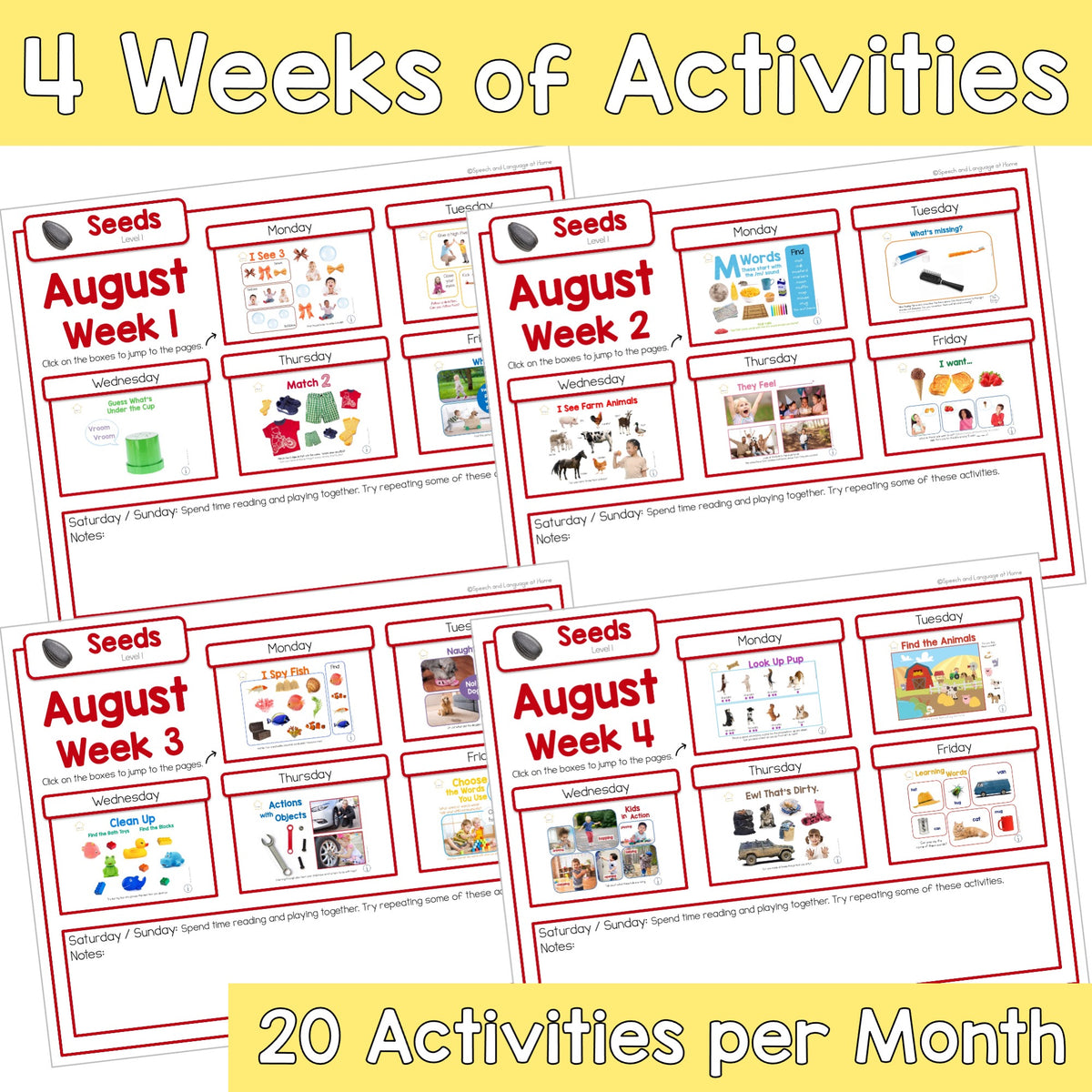 August Early Intervention Activities