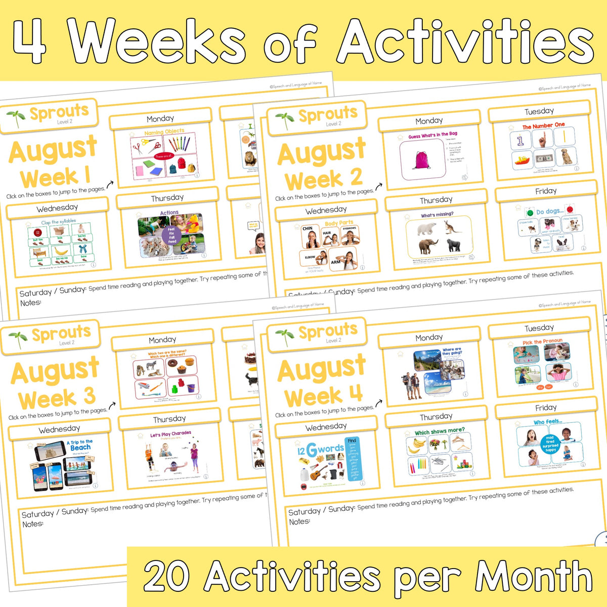 August Preschool Activities