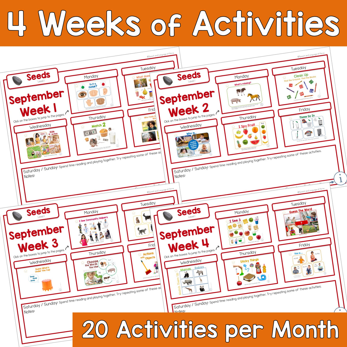 September Early Intervention Activities