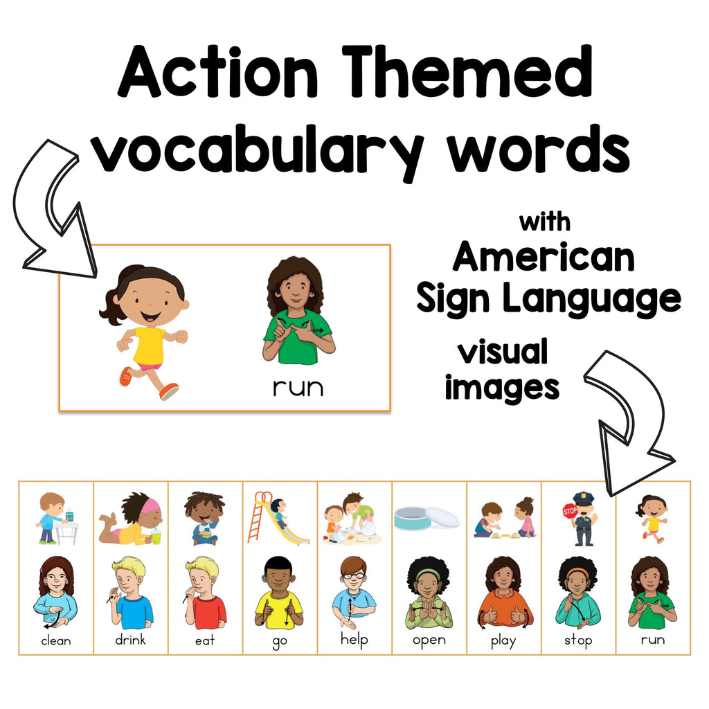 Action Verbs Sign and Say Bingo