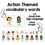 Action Verbs Sign and Say Bingo