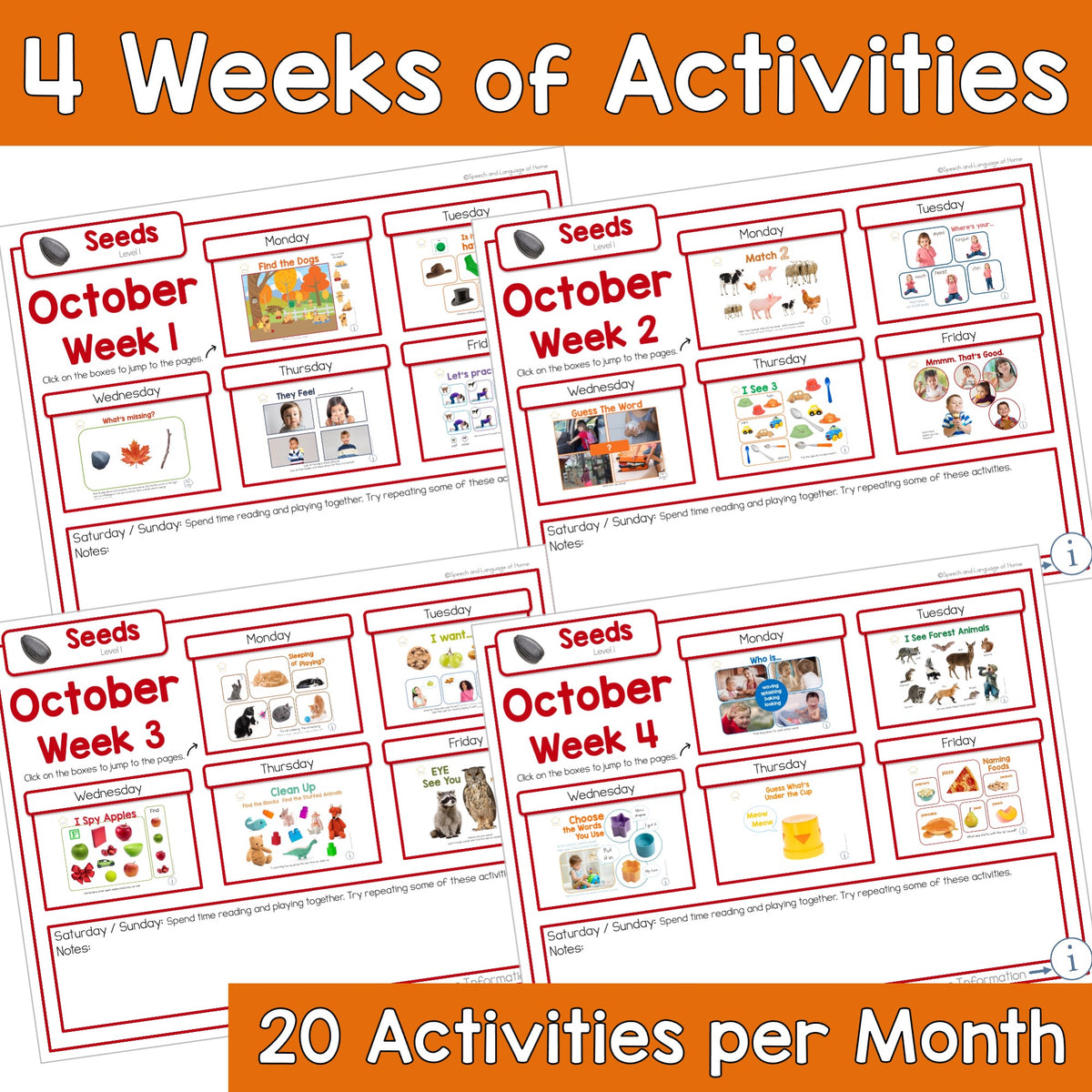 October Early Intervention Activities