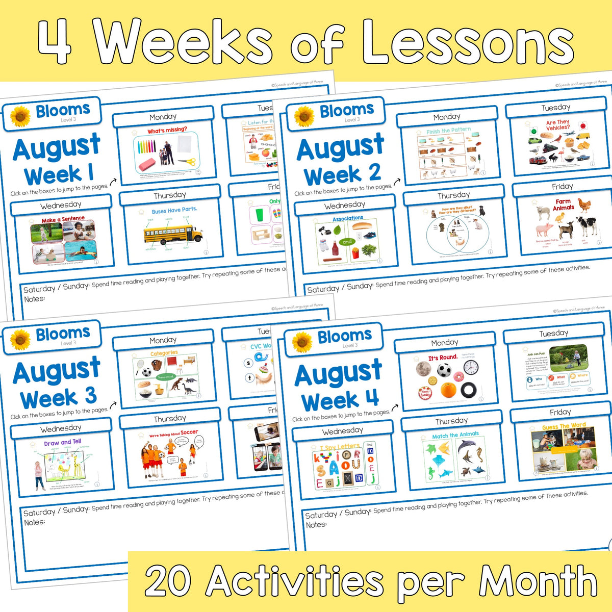 August Activities K-1