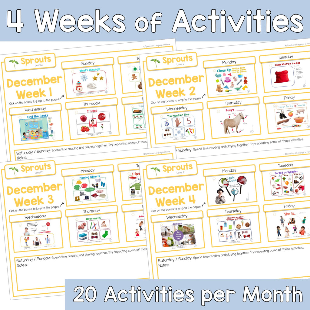December Preschool Activities – Speech and Language at Home Shop
