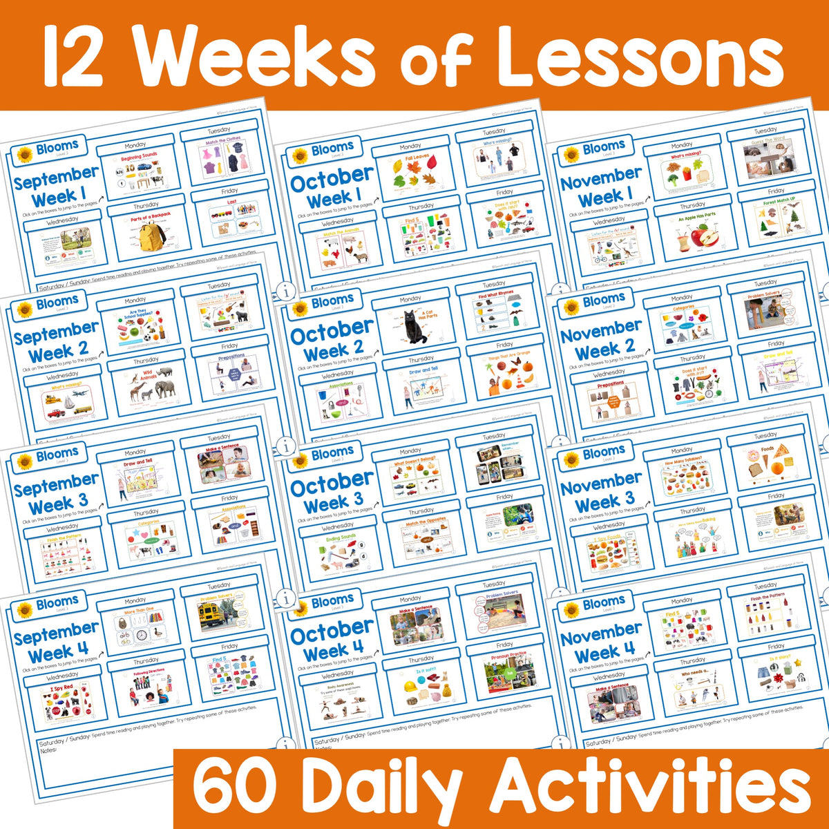 Fall Kindergarten Speech Therapy Activities