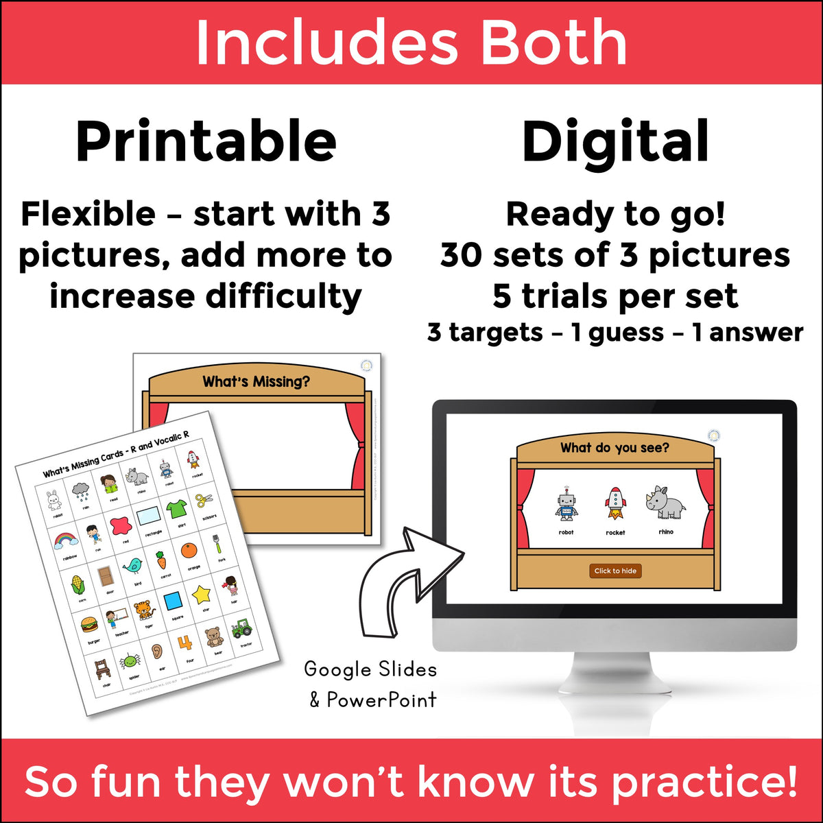 R and Vocalic R What's Missing Articulation Game
