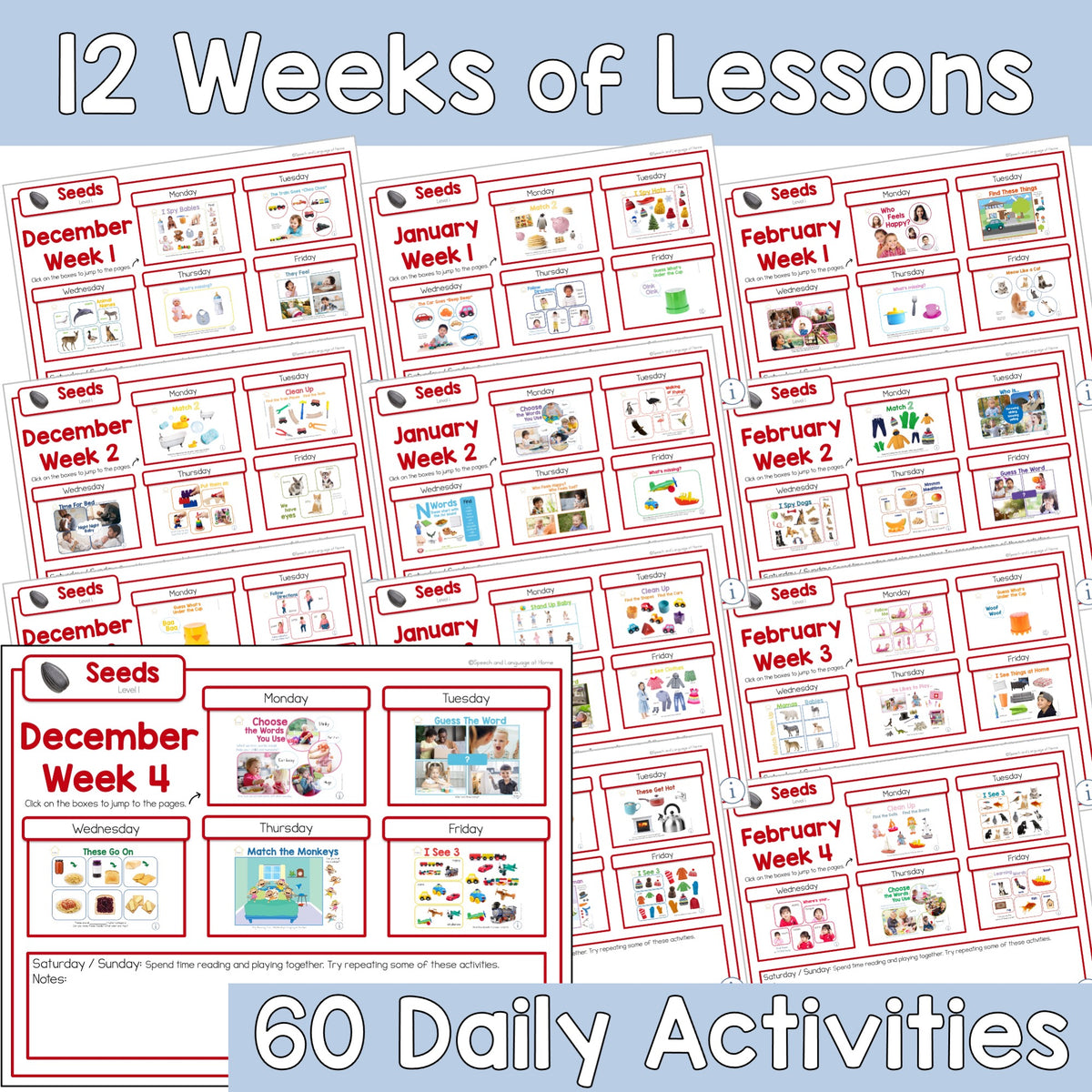 Winter Early Intervention Speech Therapy Activities