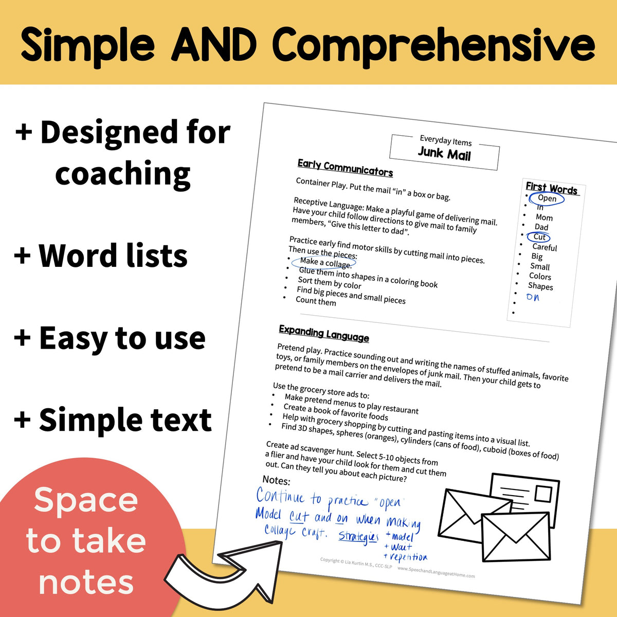 Everyday Objects for Early Intervention Parent Handouts