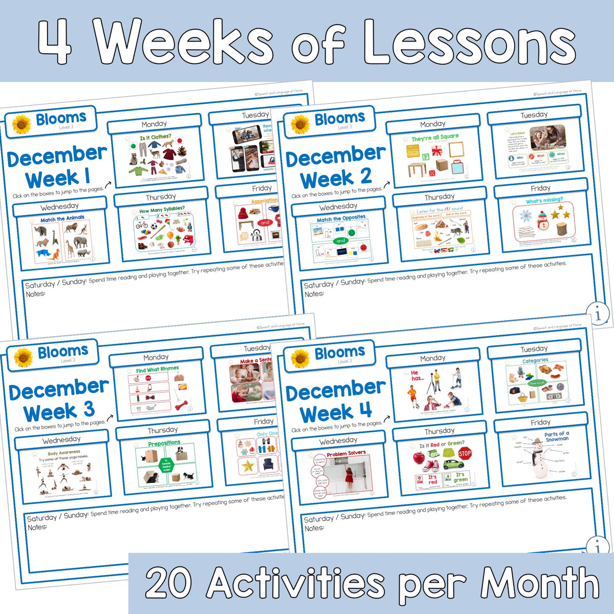 December Activities K-1