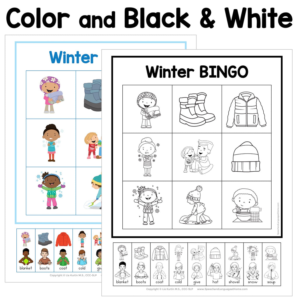 Winter Sign and Say Bingo
