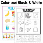 Food Breakfast and Snacks Sign and Say Bingo