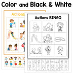 Action Verbs Sign and Say Bingo