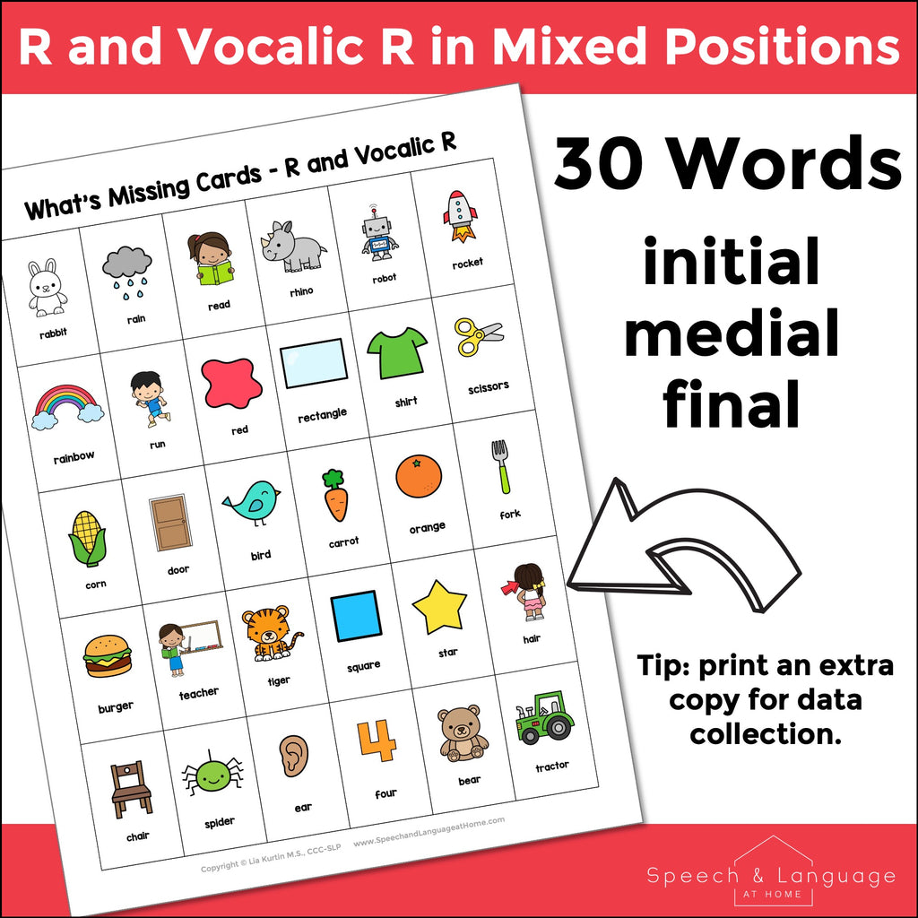 R and Vocalic R What's Missing Articulation Game