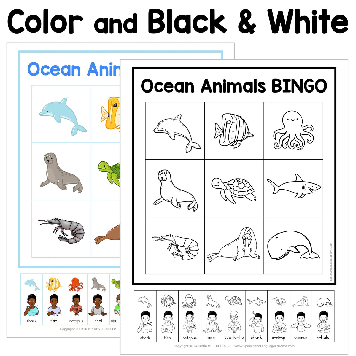 Ocean Animals Sign and Say Bingo