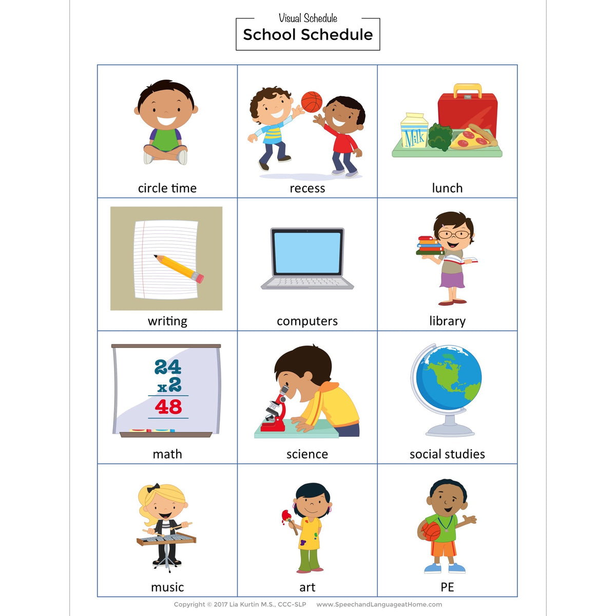 Visual Schedule Picture Cards for Home and School